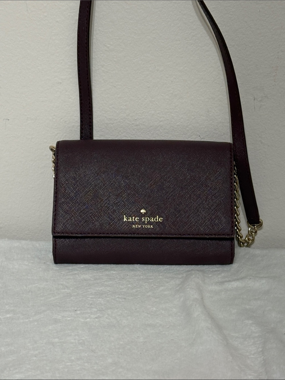 kate spade Wine Saffiano Crossbody with Gold Hardware